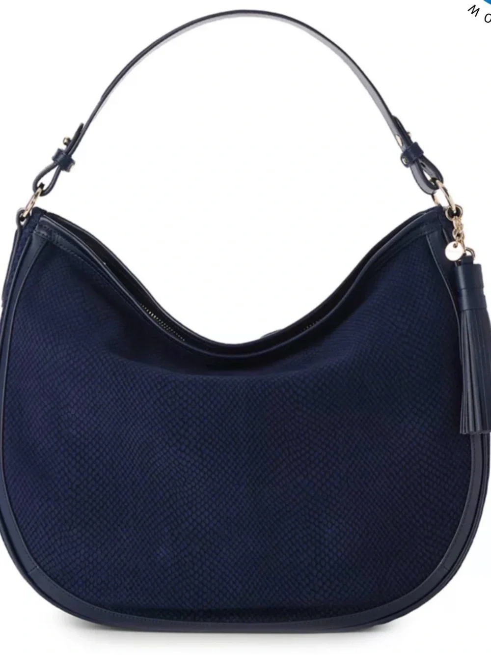 Brahmin Navy Hobo Shoulder Bag with Tassel